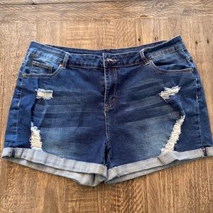 Plus Stretchy Blue Jean Shorts